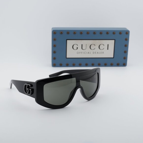 Gucci GG1950S 001 Shield Sunglasses - Shiny Black/Grey main image 4